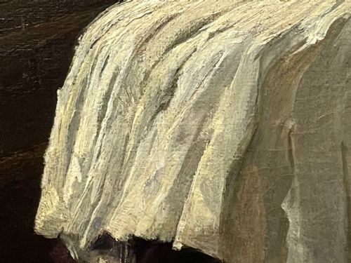 VICTORIAN OIL PAINTING LADY WHITE DRESS HEARTSEASE BY FRANK E COX - ADDITIONAL PHOTO 27