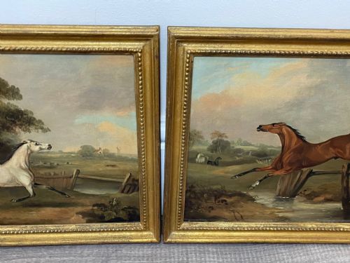 PAIR PAINTINGS GREY BAY HORSES LIBERTY INDUSTRY FRANCIS CALCRAFT TURNER - ADDITIONAL PHOTO 2