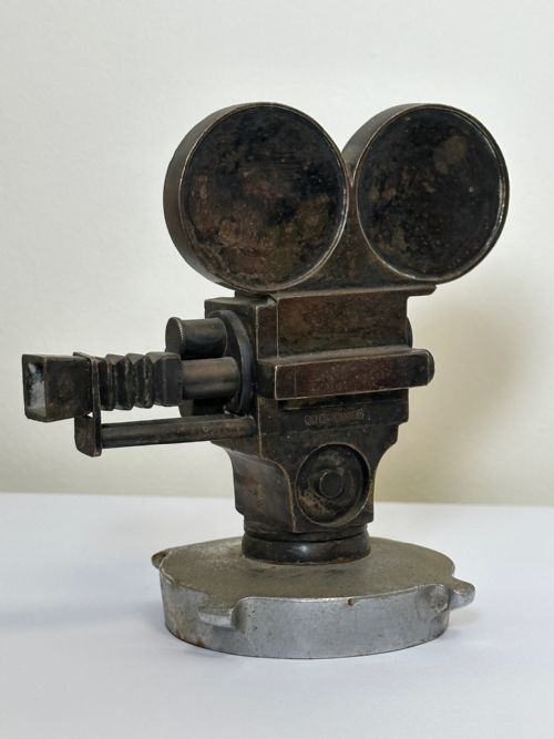 ART DECO SOLID BRONZE CHROME CLASSIC CAR MOVIE DIRECTOR REEL CAMERA MASCOT - ADDITIONAL PHOTO 1