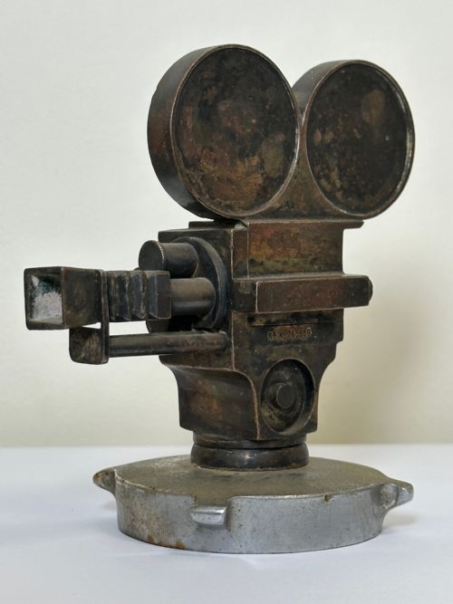 ART DECO SOLID BRONZE CHROME CLASSIC CAR MOVIE DIRECTOR REEL CAMERA MASCOT - ADDITIONAL PHOTO 2