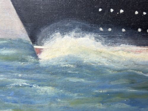 MARINE NOSTALGIA OIL PAINTING SS UNITED STATES OCEAN LINER STEAM SHIP - ADDITIONAL PHOTO 12