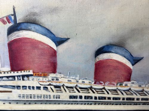 MARINE NOSTALGIA OIL PAINTING SS UNITED STATES OCEAN LINER STEAM SHIP - ADDITIONAL PHOTO 13