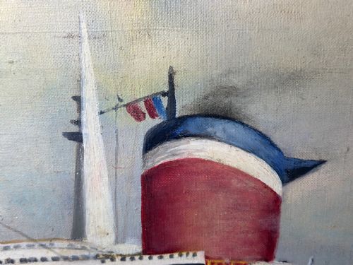 MARINE NOSTALGIA OIL PAINTING SS UNITED STATES OCEAN LINER STEAM SHIP - ADDITIONAL PHOTO 14