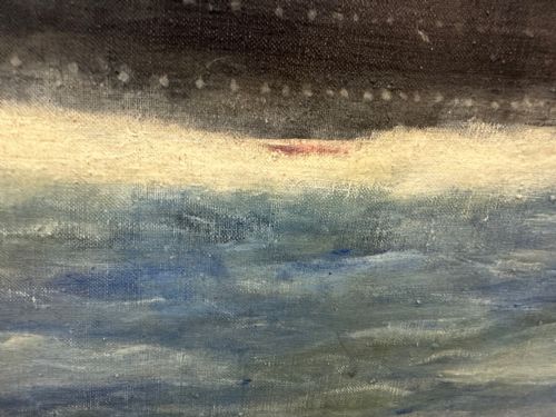 BRITISH MARINE OIL PAINTING RMS QUEEN MARY OCEAN LINER STEAM SHIP - ADDITIONAL PHOTO 14