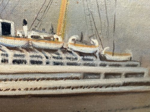 BRITISH MARINE OIL PAINTING RMS QUEEN MARY OCEAN LINER STEAM SHIP - ADDITIONAL PHOTO 18