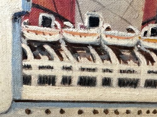 BRITISH MARINE OIL PAINTING RMS QUEEN MARY OCEAN LINER STEAM SHIP - ADDITIONAL PHOTO 24