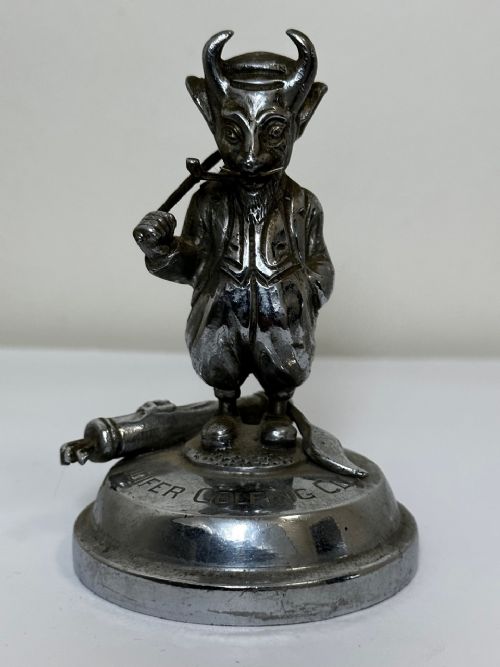 ANTIQUE BRITISH DEVIL LUCIFER GOLFING SOCIETY CAR MASCOT SIGNED - ADDITIONAL PHOTO 1