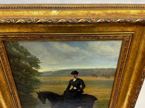 OIL PAINTING EQUINE LADY DOROTHEA ON BAY HUNTER BY ROSA FRANCES CORDER - ADDITIONAL PHOTO 3