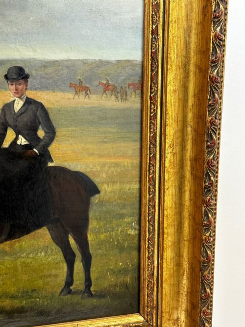 OIL PAINTING EQUINE LADY DOROTHEA ON BAY HUNTER BY ROSA FRANCES CORDER - ADDITIONAL PHOTO 4