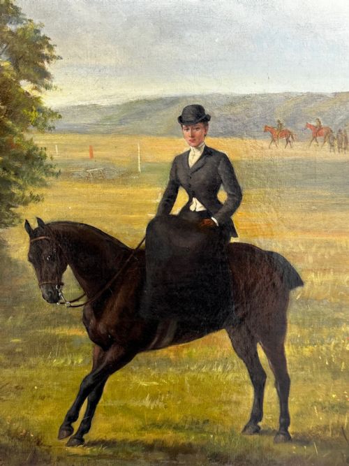 OIL PAINTING EQUINE LADY DOROTHEA ON BAY HUNTER BY ROSA FRANCES CORDER - ADDITIONAL PHOTO 6