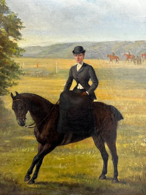 OIL PAINTING EQUINE LADY DOROTHEA ON BAY HUNTER BY ROSA FRANCES CORDER - ADDITIONAL PHOTO 7