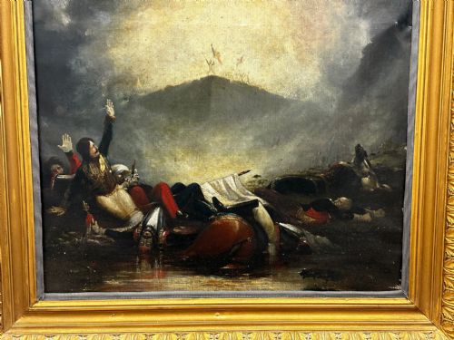 FRENCH 19TH CENTURY NAPOLEONIC MILITARY BATTLE BORODINO OIL PAINTING - ADDITIONAL PHOTO 9
