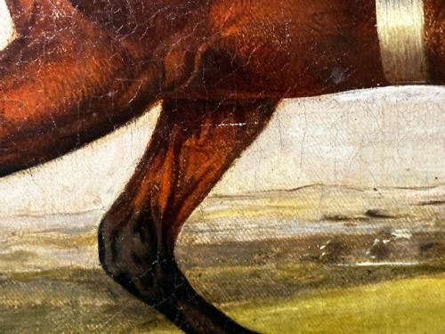 BRITISH EARLY VICTORIAN HUNTING OIL PAINTING BAY HUNTER HORSE PURSUED - ADDITIONAL PHOTO 14