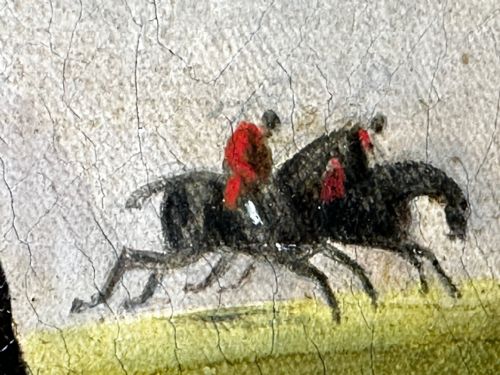 BRITISH EARLY VICTORIAN HUNTING OIL PAINTING BAY HUNTER HORSE PURSUED - ADDITIONAL PHOTO 24