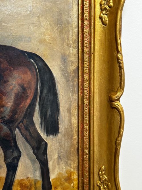 19TH CENTURY EQUINE OIL PAINTING BAY HUNTER HORSE ISRIEL BY J EMMS - ADDITIONAL PHOTO 2
