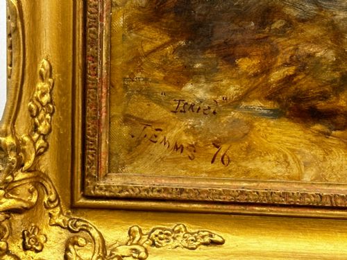 19TH CENTURY EQUINE OIL PAINTING BAY HUNTER HORSE ISRIEL BY J EMMS - ADDITIONAL PHOTO 4