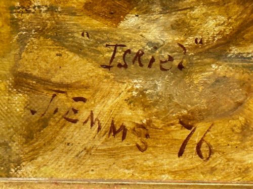 19TH CENTURY EQUINE OIL PAINTING BAY HUNTER HORSE ISRIEL BY J EMMS - ADDITIONAL PHOTO 5