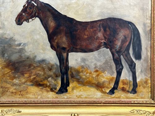 19TH CENTURY EQUINE OIL PAINTING BAY HUNTER HORSE ISRIEL BY J EMMS - ADDITIONAL PHOTO 8