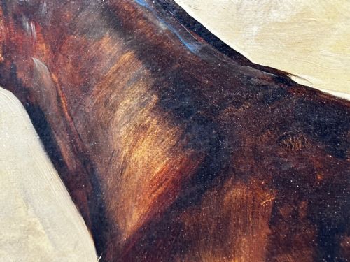 19TH CENTURY EQUINE OIL PAINTING BAY HUNTER HORSE ISRIEL BY J EMMS - ADDITIONAL PHOTO 13