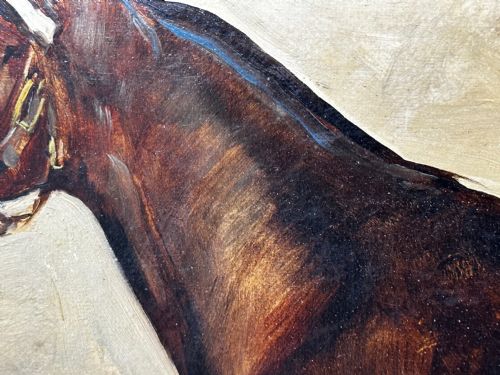 19TH CENTURY EQUINE OIL PAINTING BAY HUNTER HORSE ISRIEL BY J EMMS - ADDITIONAL PHOTO 27