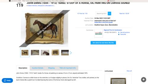 19TH CENTURY EQUINE OIL PAINTING BAY HUNTER HORSE ISRIEL BY J EMMS - ADDITIONAL PHOTO 3