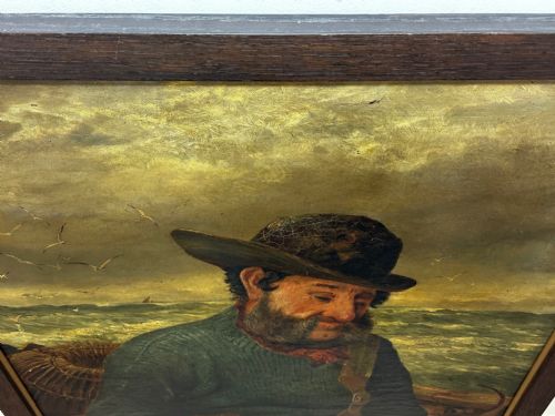 NEWLYN 19TH CENTURY MARINE PAINTING CORNISH SEA FISHERMAN HOOK CATCH - ADDITIONAL PHOTO 8