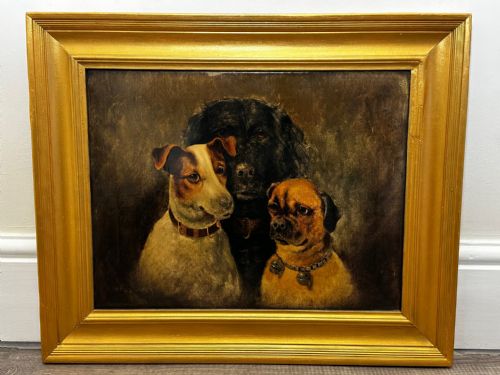 BRITISH VICTORIAN OIL PAINTING JACK RUSSELL COCKER SPANIEL PUG DOGS - ADDITIONAL PHOTO 1