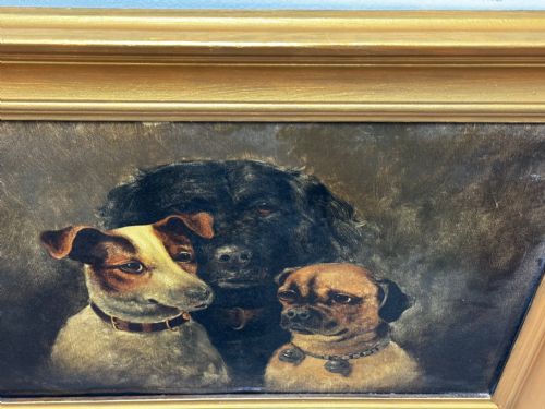 BRITISH VICTORIAN OIL PAINTING JACK RUSSELL COCKER SPANIEL PUG DOGS - ADDITIONAL PHOTO 3