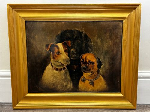 BRITISH VICTORIAN OIL PAINTING JACK RUSSELL COCKER SPANIEL PUG DOGS - ADDITIONAL PHOTO 4