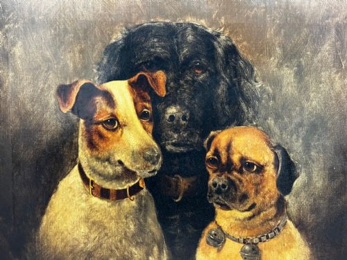 BRITISH VICTORIAN OIL PAINTING JACK RUSSELL COCKER SPANIEL PUG DOGS - ADDITIONAL PHOTO 5