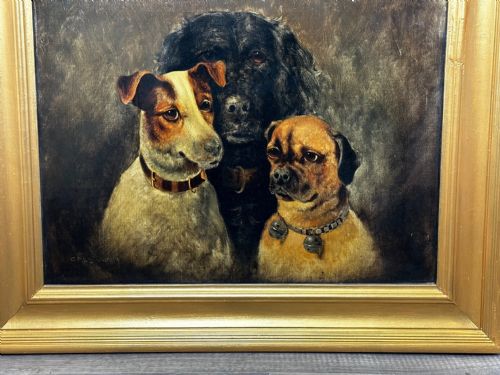 BRITISH VICTORIAN OIL PAINTING JACK RUSSELL COCKER SPANIEL PUG DOGS - ADDITIONAL PHOTO 7