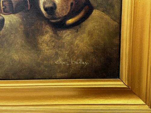 VICTORIAN OIL PAINTING JACK RUSSELL DOGS PA MA I BY CHARLES DUDLEY - ADDITIONAL PHOTO 8