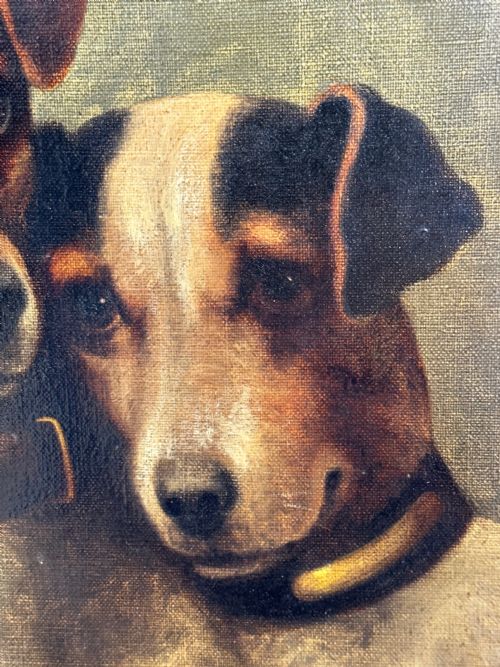 VICTORIAN OIL PAINTING JACK RUSSELL DOGS PA MA I BY CHARLES DUDLEY - ADDITIONAL PHOTO 14