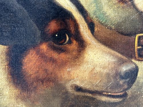 VICTORIAN OIL PAINTING JACK RUSSELL DOGS PA MA I BY CHARLES DUDLEY - ADDITIONAL PHOTO 16