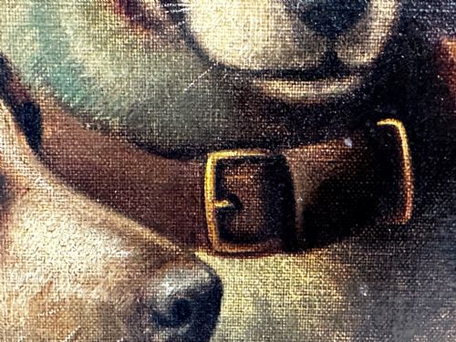 VICTORIAN OIL PAINTING JACK RUSSELL DOGS PA MA I BY CHARLES DUDLEY - ADDITIONAL PHOTO 17