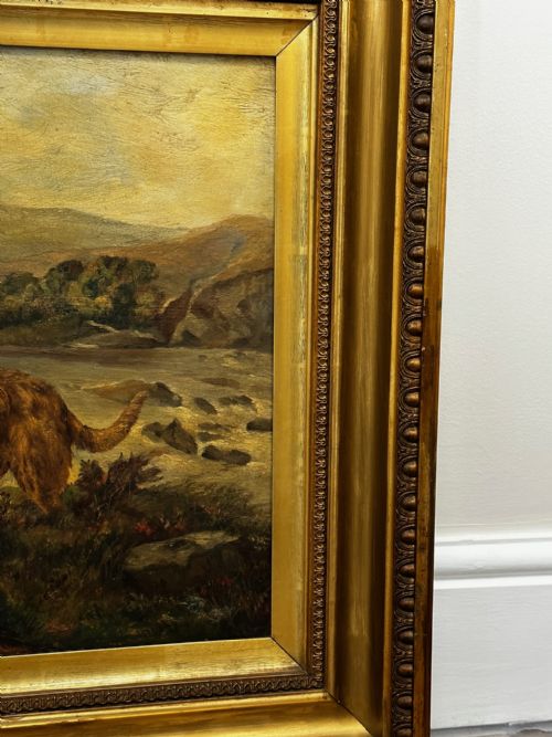 SCOTTISH OIL PAINTING HUNTING GHILLIE 4 LURCHER DOGS HIGHLAND MOORS - ADDITIONAL PHOTO 2
