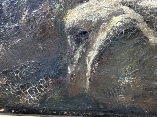 SCOTTISH OIL PAINTING HUNTING GHILLIE 4 LURCHER DOGS HIGHLAND MOORS - ADDITIONAL PHOTO 8