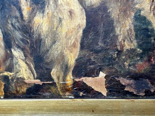 SCOTTISH OIL PAINTING HUNTING GHILLIE 4 LURCHER DOGS HIGHLAND MOORS - ADDITIONAL PHOTO 11