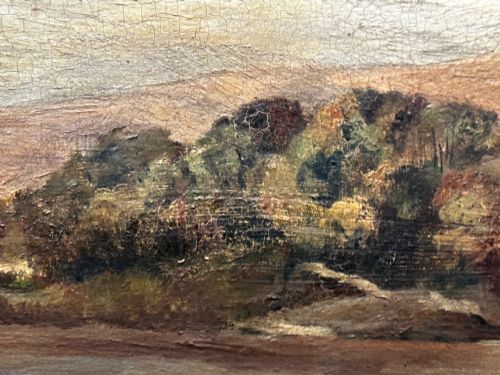 SCOTTISH OIL PAINTING HUNTING GHILLIE 4 LURCHER DOGS HIGHLAND MOORS - ADDITIONAL PHOTO 13