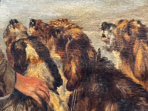 SCOTTISH OIL PAINTING HUNTING GHILLIE 4 LURCHER DOGS HIGHLAND MOORS - ADDITIONAL PHOTO 15