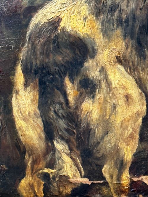 SCOTTISH OIL PAINTING HUNTING GHILLIE 4 LURCHER DOGS HIGHLAND MOORS - ADDITIONAL PHOTO 17