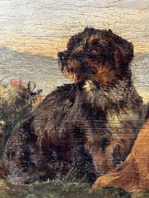 SCOTTISH OIL PAINTING HUNTING GHILLIE 4 LURCHER DOGS HIGHLAND MOORS - ADDITIONAL PHOTO 19