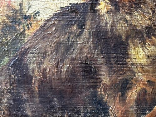 SCOTTISH OIL PAINTING HUNTING GHILLIE 4 LURCHER DOGS HIGHLAND MOORS - ADDITIONAL PHOTO 21