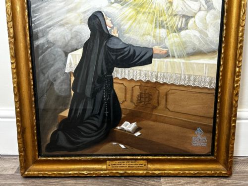 RELIGIOUS PAINTING JESUS OF THE SACRED HEART APPEARING TO ST MARGARET MARY - ADDITIONAL PHOTO 1