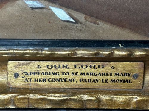 RELIGIOUS PAINTING JESUS OF THE SACRED HEART APPEARING TO ST MARGARET MARY - ADDITIONAL PHOTO 3
