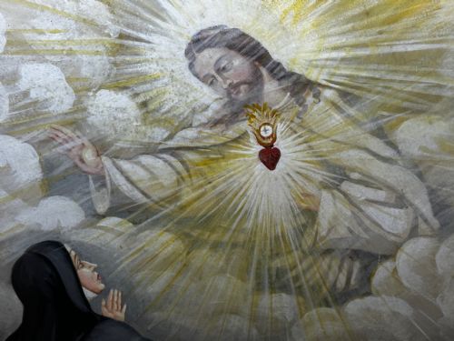 RELIGIOUS PAINTING JESUS OF THE SACRED HEART APPEARING TO ST MARGARET MARY - ADDITIONAL PHOTO 10