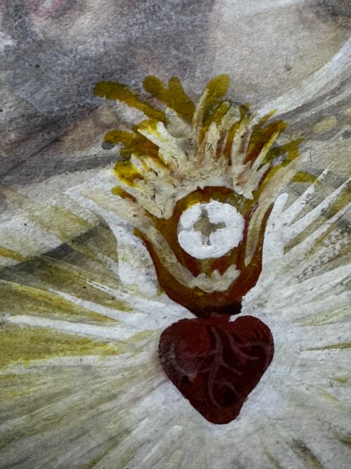 RELIGIOUS PAINTING JESUS OF THE SACRED HEART APPEARING TO ST MARGARET MARY - ADDITIONAL PHOTO 15