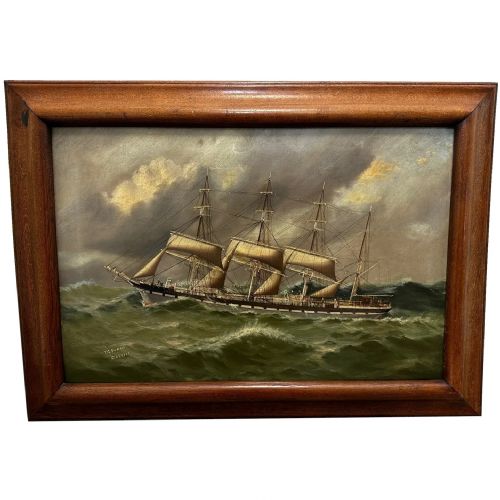 Oil Painting Four Masted Iron Merchant Ship Colony by Thomas G Purvis C1900