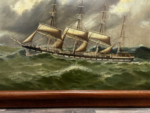 fig 6. Oil Painting Four Masted Iron Merchant Ship Colony By Thomas G Purvis C1900