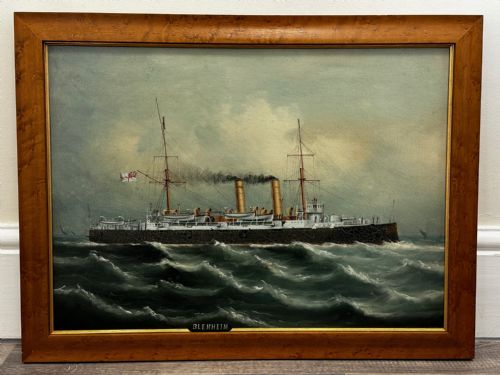 PAINTING MARINE SHIP BLAKE CLASS CRUISER ROYAL NAVY HMS BLENHEIM - ADDITIONAL PHOTO 1